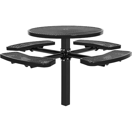 Global Industrial Round Picnic Table, Black, Expanded Metal, In Ground Mount, 46 in 695292BK
